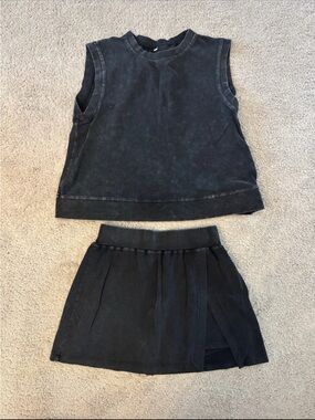 Black Mineral Wash 2 Piece Tank & Skort Set Size XS NWOT
